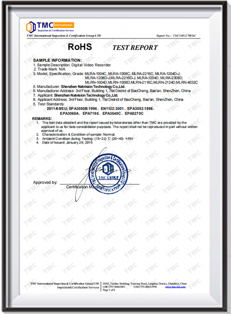 DVR&NVR ROHS Report-TMC160127003-C