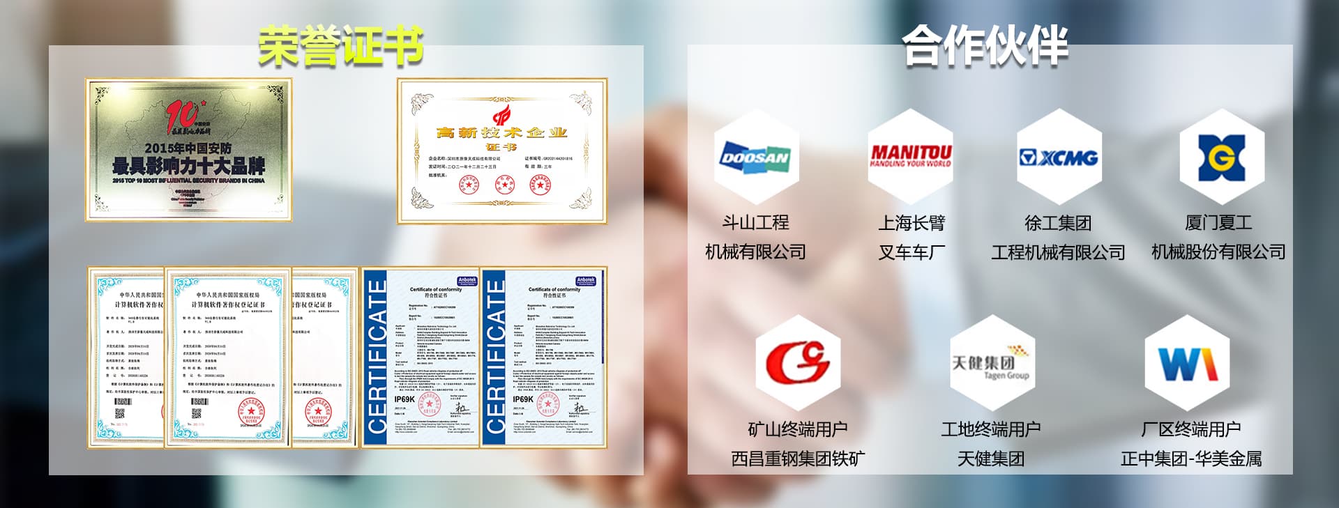 荣誉证书合作伙伴